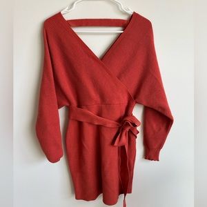 Brunt orange sweater dress